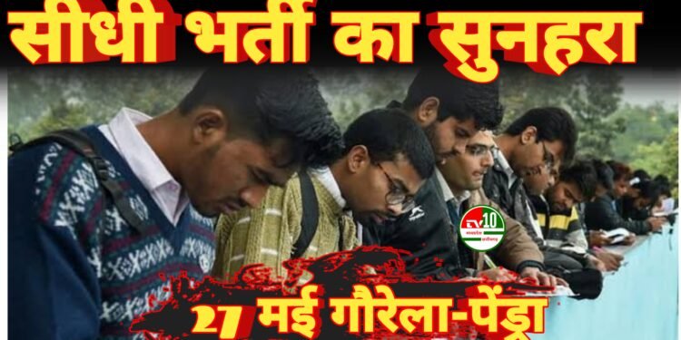 सीधी भर्ती का सुनहरा अवसर:27 मई को पेंड्रा में लगेगा प्लेसमेंट कैंप, 50 पदों पर होगी भर्ती 1 सीधी भर्ती का सुनहरा अवसर:27 मई को पेंड्रा में लगेगा प्लेसमेंट कैंप, 50 पदों पर होगी भर्ती