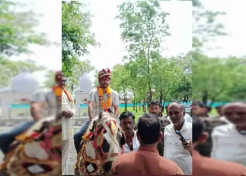 थाना प्रभारी के तबादले पर ग्रामीणों ने दी ‘दूल्हे’ की तरह विदाई, वीडियो हुआ वायरल