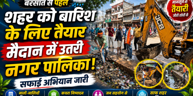 बरसात से पहले नगर पालिका ने कसी कमर, सफाई अभियान जारी 1 बरसात से पहले नगर पालिका ने कसी कमर, सफाई अभियान जारी